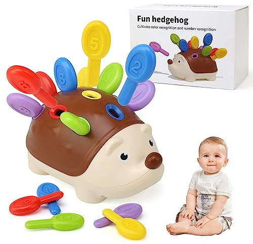 BelleStyle Juguetes Montessori 18 Meses, Erizo Juegos Motricidad Fina 2 3 Años, Juguetes de Habilidades Motoras Bebe, Conteo y Clasificación de Colores Juegos Educativos Regalo para Niños 2 3 Años