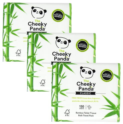 The Cheeky Panda Bamboo Travel Tissues | Pack of 450 Travel Tissues Soft Flat Pack | Strong and Sustainable | Great for Festivals and Camping