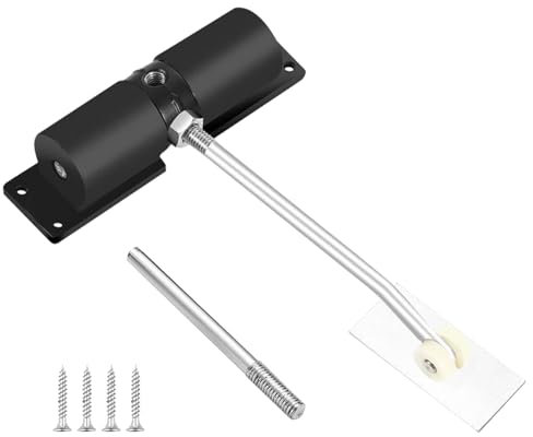 Automatic Aluminum Alloy Door Closer, Adjustable Quiet Gate Closer with Rod & Screws for Wooden Gate Fire Door, Interior/Exterior Use, Up to 30 Kg