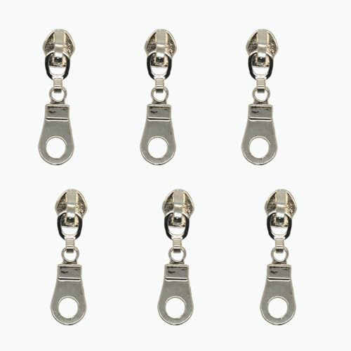 MebuZip Pack of 50 Nonlock Sliders Nonlock Zipper for Endless Zip Sold by the Metre Nylon 6 mm Spiral (Silver)