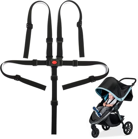 Piezas Arnes Silla Bebe 5 Puntos, Correa Universal Ajustable Para Trona, Arnés Universal de 5 Puntos Sillas Cochecitos y Tronas para Niños (negro)