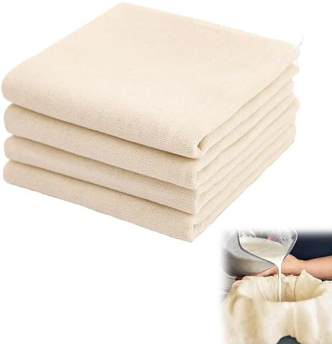 4 Stück Passiertuch, Filtertuch, 50 x 50 cm Käsetuch, Waschbares und Wiederverwendbares Sieb für Hausgemachten Käse, Beeren, Säfte, Gemüsesäfte und Mehr