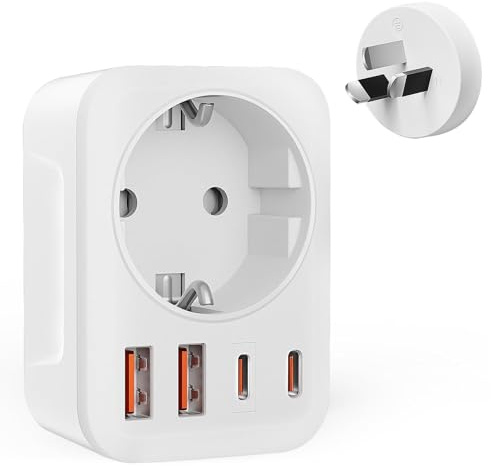 Adaptateur Prise Australie Chine Nouvelle-Zélande, avec 2 USB & 2 USB-C Adaptateur Voyage FR 2 Broches vers AU 3 Broches Adaptateur Prise Argentine, Fidji Type I