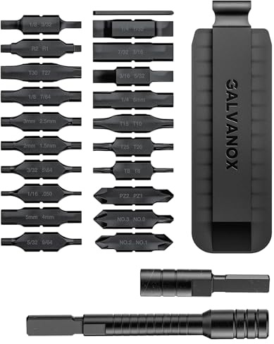 Galvanox 23PC Accessories Set, Compatible with Leatherman Multi-Tools [59HRC] Hardened Double-Sided 21 Piece Bit Kit with Driver Extender, Hex Adapter and Sheath Holder (Black)
