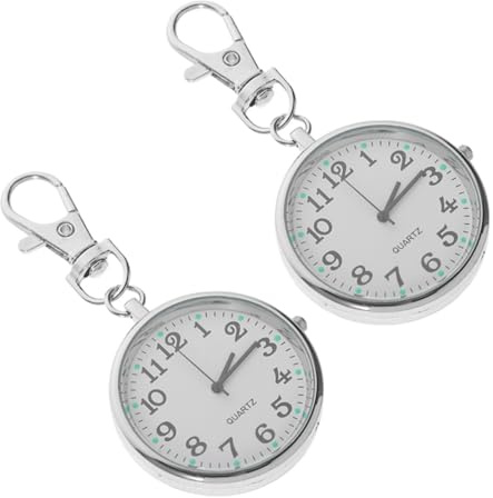 DEARMAMY 2piezas Reloj De Enfermera Redondo con Clip Reloj Llavero Portátil Digital Accesorio De Bolsillo para Estudiantes De Medicina y Enfermeras