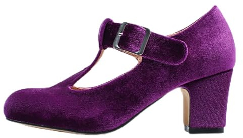 Escarpins pour femme avec talon bloc haut - Chaussures de fête élégantes à enfiler - Chaussures à talons hauts - Chaussures à talons hauts - Largeur H - Chaussures traditionnelles pour femme