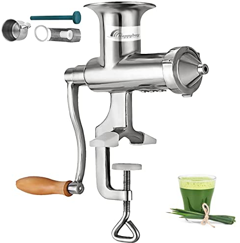 Happybuy Exprimidor manual de zumo de hierba de trigo exprimidor de frutas verduras de acero inoxidable 304 para hierba de trigo y verduras de hoja de acero inoxidable 3 filtros sin electricidad