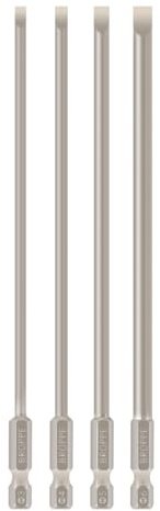 Broppe 4 Pcs Slotted Screwdriver Bit Set Magnetic Flat Head Screwdriver Bits 6 inch Long 1/4 Inch Hex Shank 3mm 4mm 5mm 6mm