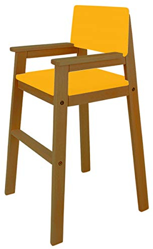 Kinderstuhl Hochstuhl Massivholz Buche Farbe Teak/Orange Treppenhochstuhl Buche für Esstisch, Kinderhochstuhl für Kinder, stabil & pflegeleicht viele Farben möglich