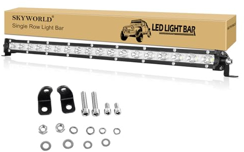 SKYWORLD 20 inch 90W Single Row LED Light Bar Low Profile Ultra Thin Slim Mini Spot Off Road Driving Lights Led Fog Lights Boat Lighting ATV SUV UTV Truck