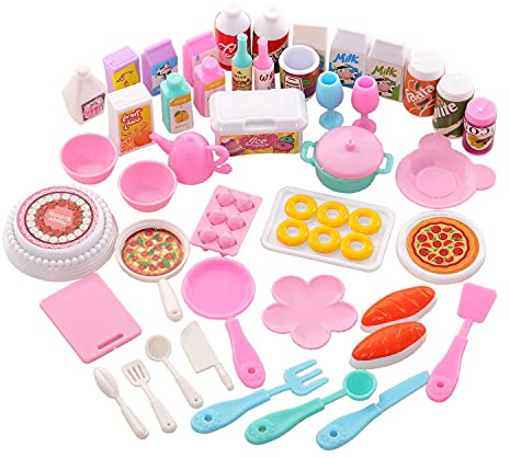 Miunana 43 Doll Food Accessories Set Tableware Kitchenware Kitchen Set For 11.5 Inch Dolls