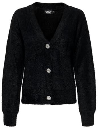 Only Women's ONLELLA PIUMO L/S Cardigan CC Knt - Giacca da Donna, Taglia S, Colore: Nero
