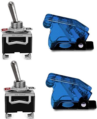 VISSQH 2 Pezzi Interruttore A Levetta 12v, Interruttore 12v Auto,20a 125v/15a 250v 2 Terminali Spst On-Off,Interruttore A Levetta In Metallo,Interruttore Bilanciere 12v Per Auto Camion Barca