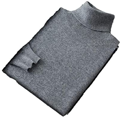 Hamthuit Kashmir klassisk polokrage herr pullover höst vinter all-match varm jersey jumper stickad tröja, Grått, XL