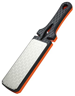 Diamond Sharpening Stone,400/1000 Grit Handheld Double-Sided Diamond Sharpener 5 in 1 Honeycomb Surface Knife Sharpener Plate Whetstone with Ceramic & Tungsten Steel Scissor Slot for Kitchen Outdoor