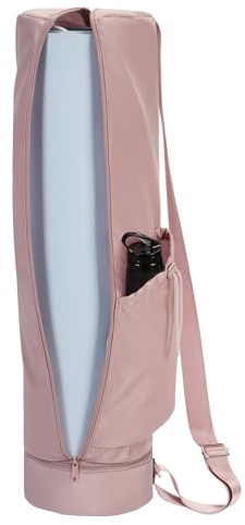 sportsnew Yoga Mat Bag, Full Zip Cargo Yoga Mat Carrier Bag with Drawstring Water Bottle Pocket and Bottom Wet Pocket, Exercise Yoga Mat Carrier Holder Multi-Functional Storage Bag, Pink