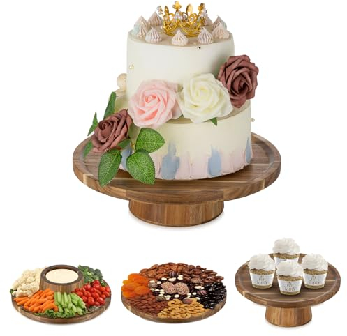NUPTIO Tortenständer Cupcake Ständer Torten: 29.3cm Holz Hochzeitstortenständer Tortendeko Rund Deko Hochzeitstorte für Lebensmittel Hochzeit Party Geschenk Multifunktionale