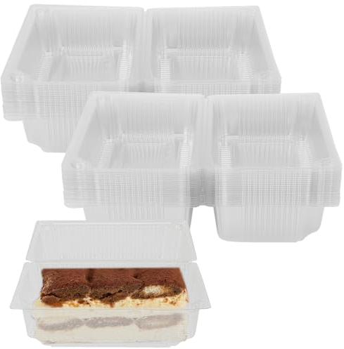 MOUYAT Lot de 120 boîtes à gâteau individuelles transparentes de 18 cm pour portions de gâteau, boîtes à cupcakes avec couvercles, récipients alimentaires en plastique pour muffins, sandwich, fromage,
