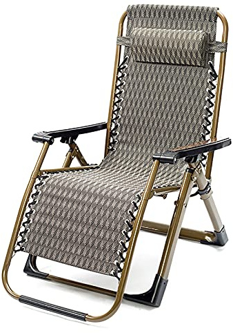 Reclining Chair Folding Zero Gravity Sun Loungers Bed Adjustable Foldable Ergonomic Recliner Chair Deck Chairs for Garden Outdoor Patio Lounge Chair with Head Pillow