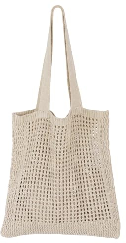 SUOSDEY gehäkelte Mesh Strand Tote Bag, Sommer Urlaub Ästhetische Strick Boho Umhängetasche für Frauen