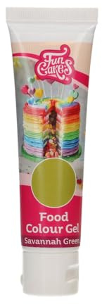 FunCakes Food Colour Gel Vert Savannah: Colorant Alimentaire Gel Concentré pour le Fondant, la Pâte d'Amande, la Crème. Dosage Simple et Facile. Créer des Couleurs Vives. Halal. 30 g