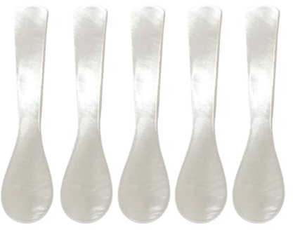 Cucchiai da caviale in madreperla con manico rotondo, set di 5 cucchiai per uova fatti a mano, cucchiai da caffè comodi cucchiai da dessert cucchiaio da gelato per caviale