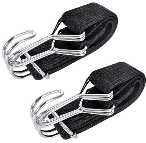 2Stück Spanngurte Expander Mit Haken,Verstellbar Spanngummi Mit Haken,Gummi Expander Fahrrad,Gummizug mit Haken Spannband Breite,3cm Breit Gepäckspanner,für Fahrrad, Autotransport, Motorrad (0.6m)