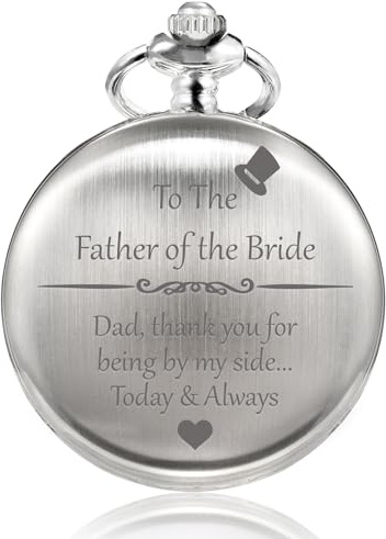 TREEWETO Mens Engraved Pocket Watch for Groom Father Dad of The Bride Groom Gifts Engraved Pocket Watches Gift for Wedding