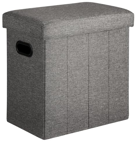 COSYLAND Sittpall med förvaringsutrymme, sittkub med lock, sittkista, förvaringslåda, vikbar, max. statisk lastkapacitet 150 kg, 40 L, 42 x 27 x 42 cm, konstläder, Askgrå
