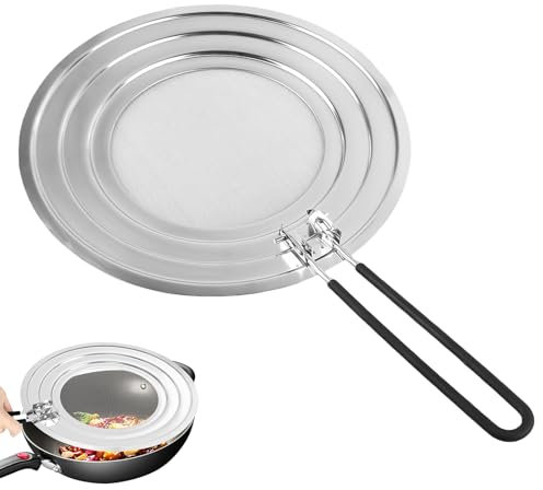 Paraspruzzi per Padelle, Paraschizzi Cucina in Acciaio Inox, Paraspruzzi per Cucina Padelle, Paraspruzzi Coperchio Antischizzo Paraspruzzi in Acciaio Inox, per Proteggersi dagli Schizzi di Grasso