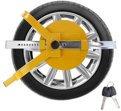 Parkkralle Auto für 15-18 Zoll Reifen Radkralle aus Stahl mit Sicherheitsschloss und 2 Schlüsseln Radsicherung Reifenkralle Diebstahlsicherung für Autos Pkw SUVs Anhänger Wohnwagen