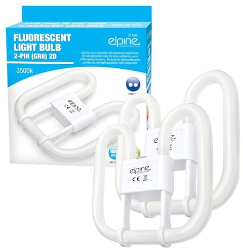 Set of 2 Fluorescent Light Bulb - 2/4 Pin Energy Saving 16w, 28w, 38w Slim Lamp Tube 2d | Long Life Lamp Durable | High Efficiency - Compact Pack Of 2 Tube | 2/4-Pin White (2 x 2 Pin 28 Watt)