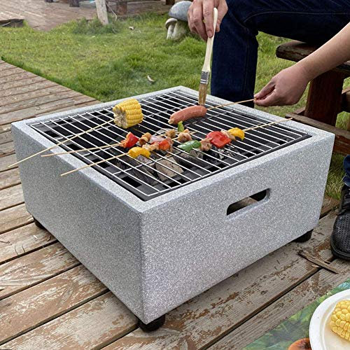 Elegante cuenco de fuego para jardín, hoguera al aire libre con estante para parrilla de barbacoa, base artística de óxido de magnesio, perfecto para patio, patio trasero y entretenimiento al aire