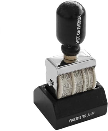 Datumstempel Kreative,Wooden Date Seal Rolling,Koreanischer,Einstellbarer Datumsstempel,Tragbarer,Wheel Roller Stempel Vintage Font Mit Basis für DIY Scrapbooking Art Decoration (Schwarz)