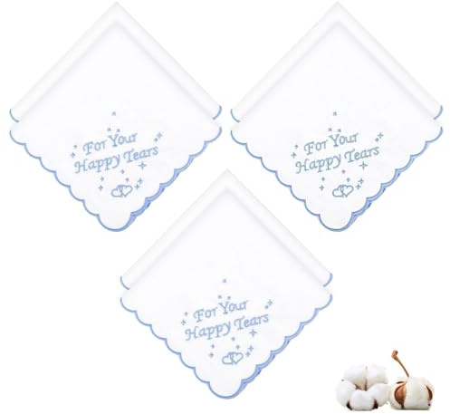 EEEKit Bröllopsnäsdukar, 6-Pack Näsdukar för Kvinnor, Broderade Bomullsnäsdukar Vita för Brud Gäster Presenter, 30x30 cm
