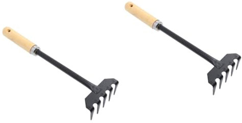 TOYANDONA 2 Piezas Rastrillo De Jardín Rastrillo para Hierba Rastrillo De Mano Herramienta De Jardín Rastrillo De Mano Pequeño Pequeña Herramienta De Jardín Rastrillo De Mano Madera Negro