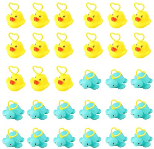 30 Piezas Pato Juguetes De Baño Pesca, Juegos De Pesca De Pato, Juguetes De Pesca Flotantes, Juguetes De Bañera De Pato, Juguetes Para La Hora Del Baño (Azul&Amarillo - 30pcs)