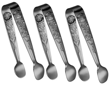 TOYANDONA 3 pièces Pinces à Glaçons et Sucre Acier Inoxydable Noir Pinces Buffet Multifonction Portables pour Service Cuisine Bar Restaurant