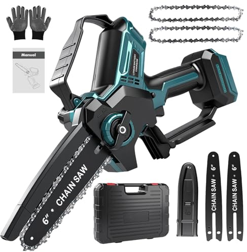 6-Tums Sladdlös Motorsåg-Makita18V Gränssnitt, 600W Borstlös Motor Elektrisk Sågsats (Utan Batteri) Med 2 Sågkedjor, Passar Bl1820B Bl1830B Bl1840B Bl1850B Bl1860B