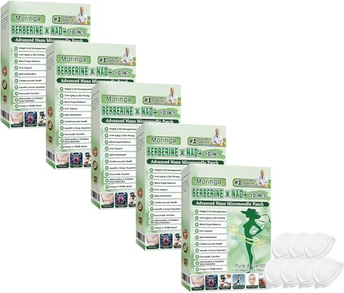 Moringa 10-in-1 Cerotto Avanzato Nano Microneedle Cerotti Dimagranti,ingredienti naturali, Bruciano Rapidamente i Grassi, Stimolano il Metabolismo, per Uomini E Donne (5 Scatole)