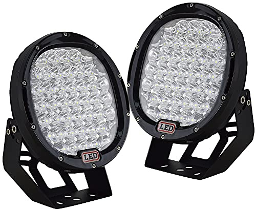 AUXTINGS 23 cm 96 W svart fläck rund led arbetslampa bar off road lampor dimma körning tak bar stötfångare för SUV båtlampa (svart)