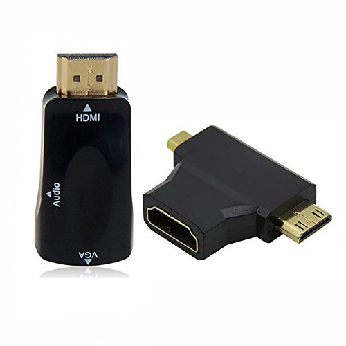 Adaptateur HDMI vers VGA 1080p Active HDMI mâle vers VGA femelle avec 3 en 1 Mini micro HDMI vers HDMI Adaptateur convertisseur