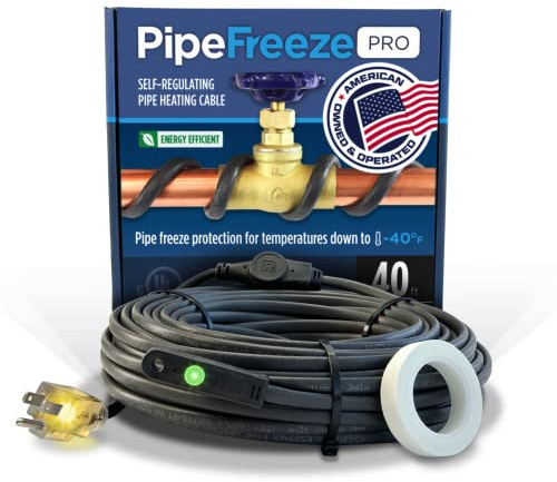 Radiant Solutions Company Intelligent Heat Tape for Water Pipe Freeze Protection - with GlowCap™, Built-in Thermostat, Tape Included, 10-yr Warranty, Heavy-Duty, Self-Regulating, 120V (18 Ft)