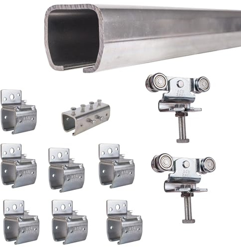 ATTAS MEA skjutdörrsbeslag komplett uppsättning skjutdörrar och ladugrindar typ 2 till 400 kg | 2–4–6 m | skjutdörrsbeslag | Löparskena och löpkatt | C skena för utomhusbruk | väggvinkel