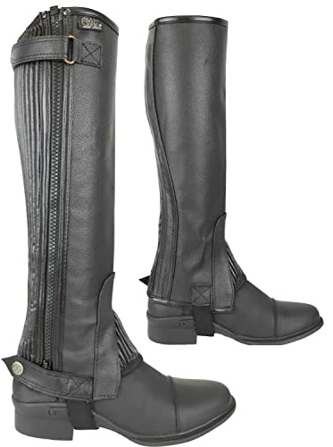 AK Donner Unisex Reitchaps aus Leder AKRS-1032(PL) (Schwarz, L)