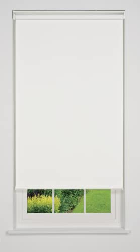 Linen Avenue Customizable Cordless Blackout Sierra Collection Roller Shade, White 24 to 29 W X 78 H (Arrives 1/4 Narrower)
