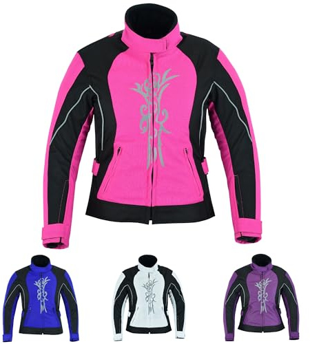 warrior gears Chaqueta de moto con bordado gráfico para mujer, chaqueta impermeable para mujer, chaquetas de motociclista para exteriores, parte superior de moto blindada CE, equipo de protección