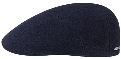 Stetson Reid Wool Flatcap Kaschmir Herren Made in EU Baumwollfutter Schirmlänge 5 cm Gatsby Cabrio Cap Herbst Winter blau XL (60-61 cm)