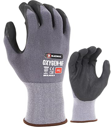 Blackrock Oxygen Safety Work Grip Gloves, Nitrile Engineering Gripper Gloves for Work, Optimal Oil Handling, for Men and Women, Construction, Warehouse, Size 8/Medium
