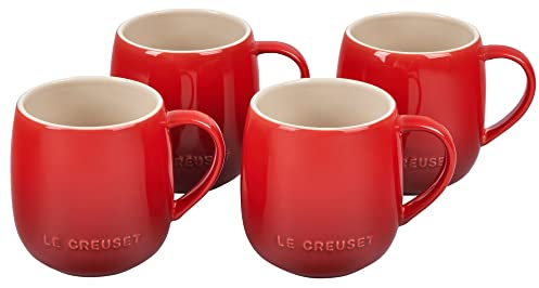 Le Creuset Stoneware Set of 4 Heritage Mugs, 13 oz. each, Cerise